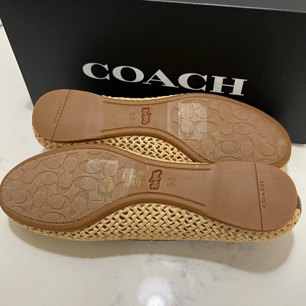Coach Tan and Brown Flats with Classic Bow Detail - Picture 8 of 10